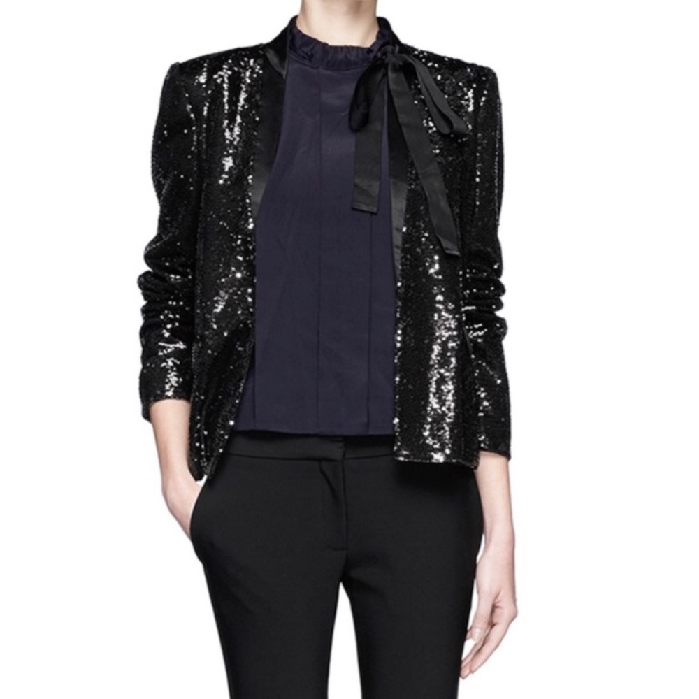NWT Maje black sequin tuxedo jacket - Picture 6 of 13